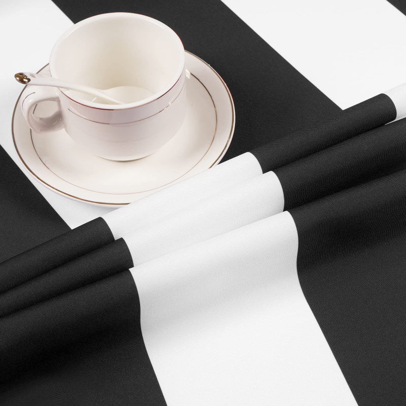 ASPMIZ Black and White Striped Tablecloth for Rectangle Tables, Geometric Stripe Waterproof Table Cloth for Kitchen Dining Room, Polyester Tablecloth Rectangle 60â€ x 120â€ - Image 5